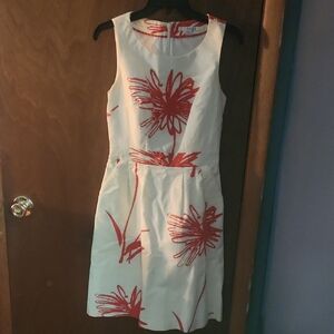 Boden White w/ Pink Flowers Scoop Neck Sleeveless Sundress